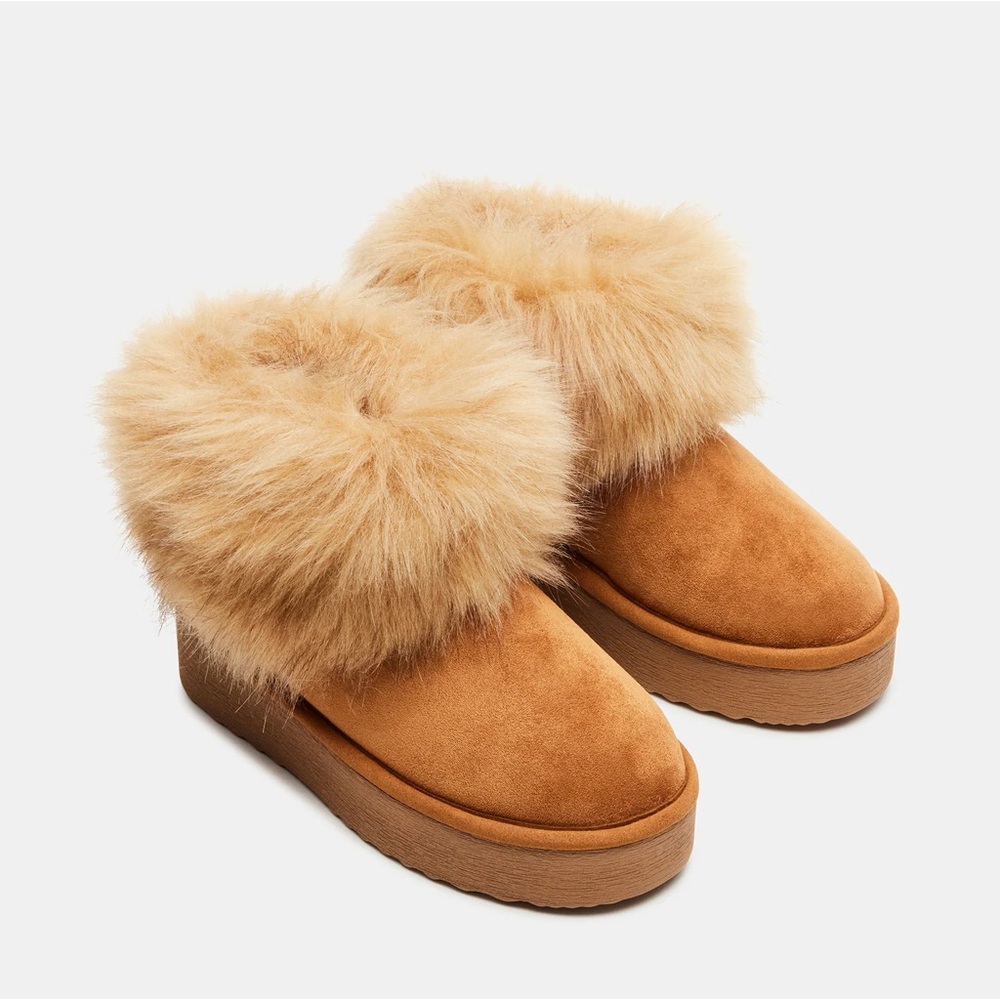 Steve Madden Chilly chestnut fur slip on ankle booties, new!